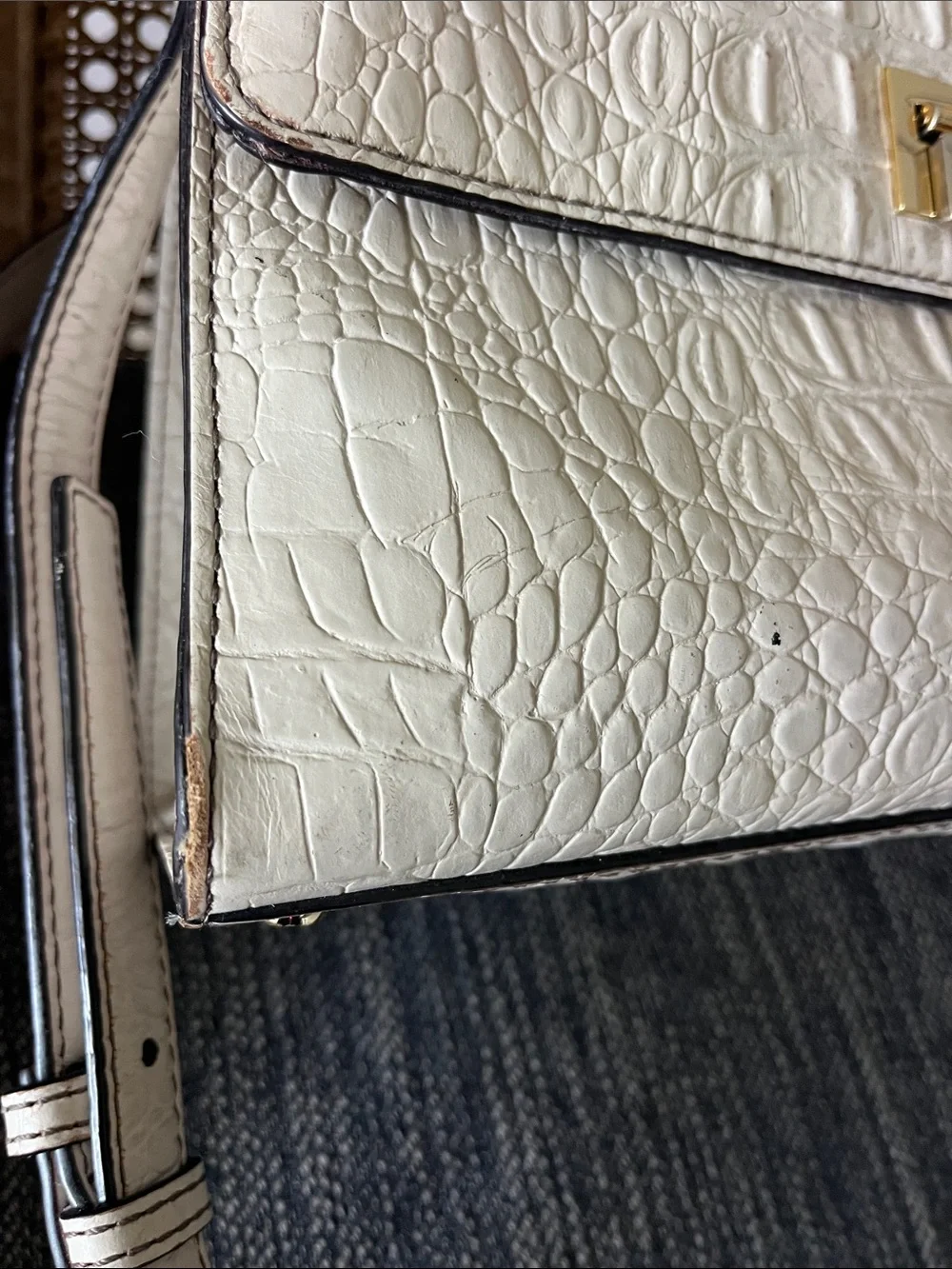 Kate Spade knightsbridge Doris gray crocodile embossed leather Crossbody